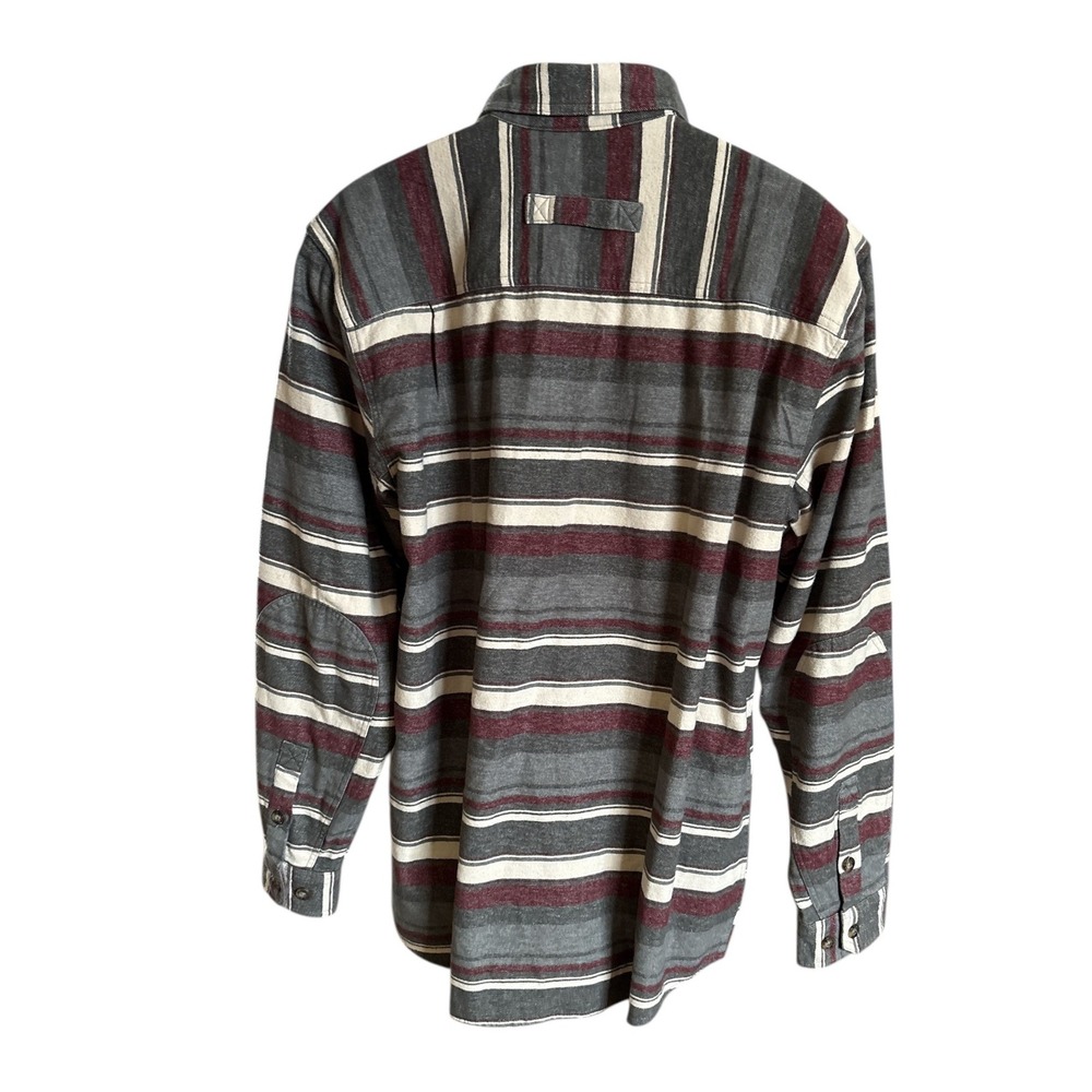 Woolly Dry Goods Charcoal & Burgundy Striped Flannel Shirt, Large Cabincore - Picture 3 of 7